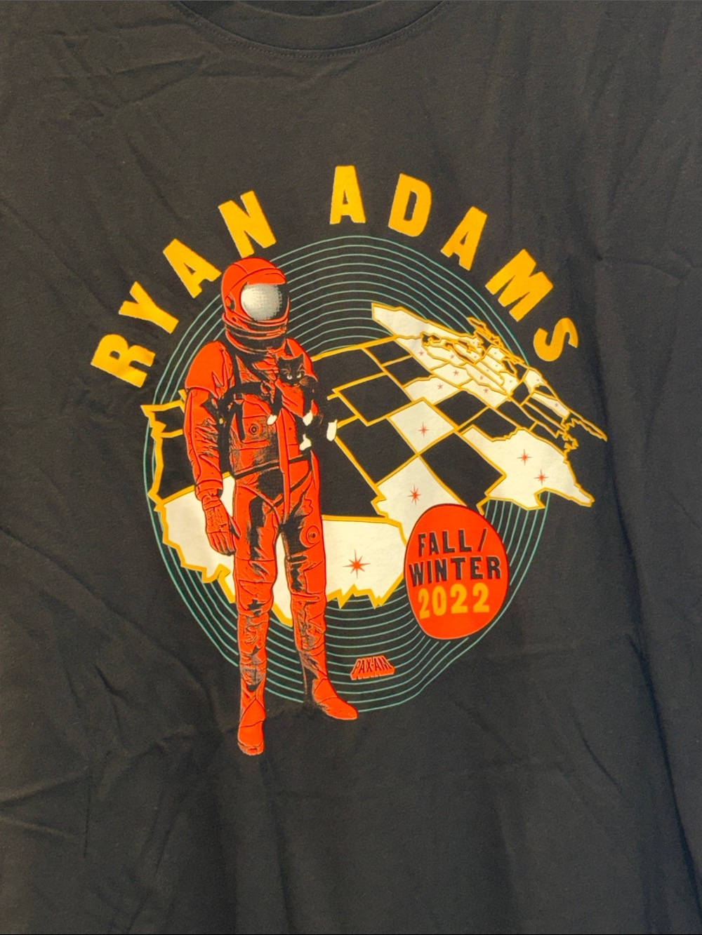 Ryan Adams Fall Tour 2022 Tee - Red Astronaut Moon Man with Cat